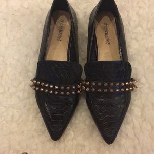 Shoe Dazzle Faux Leather Flats with gold studs